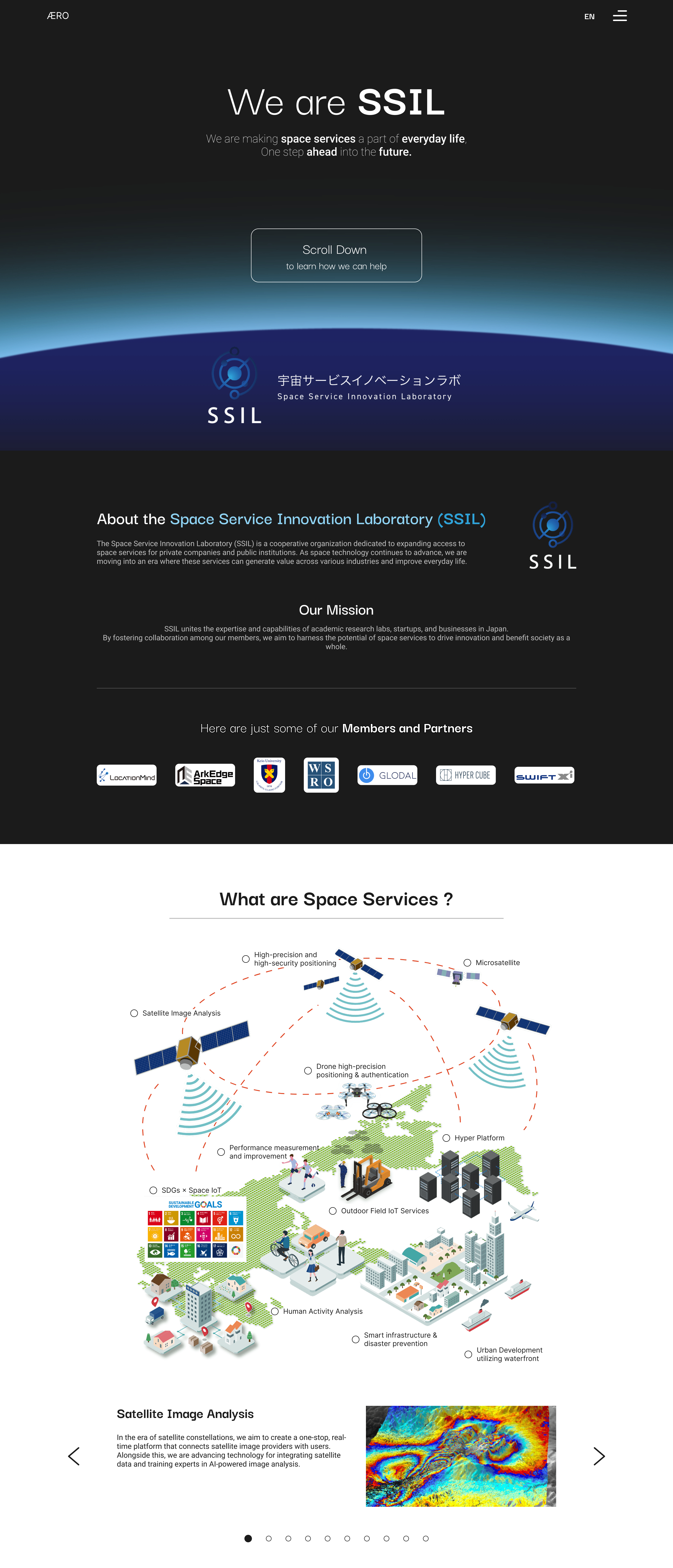 AERO SSIL website introducing space services.