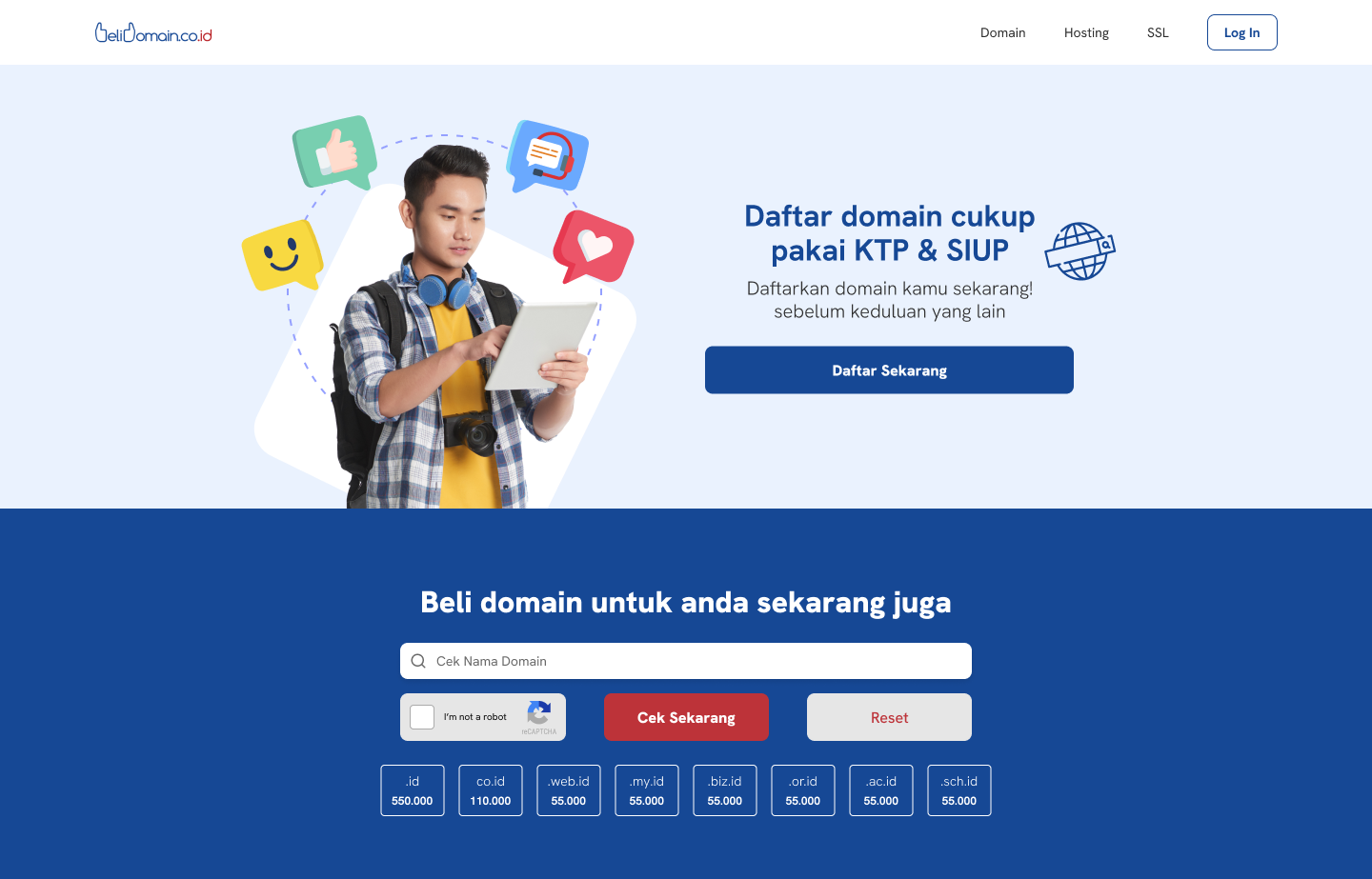 BeliDomain landing page redesign with domain registration and search.